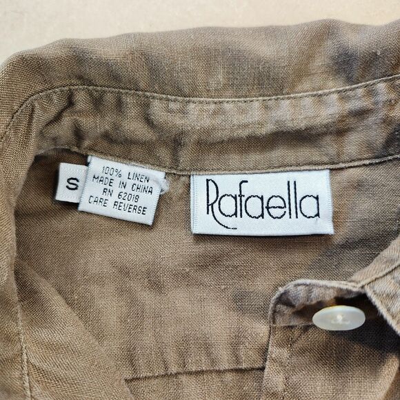 Rafaella 100% Linen Utility Shirt Relaxed Fit Rugged Workwear Chic size S/M - Picture 7 of 10